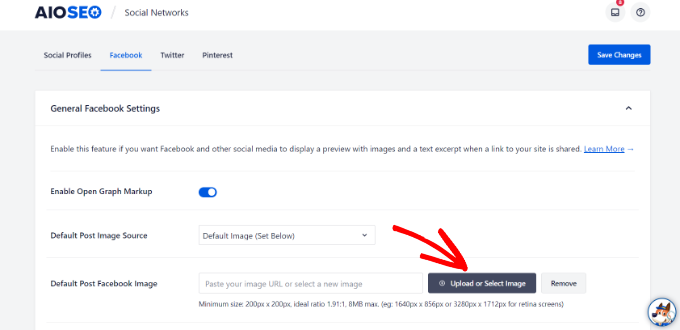 Upload default Facebook image