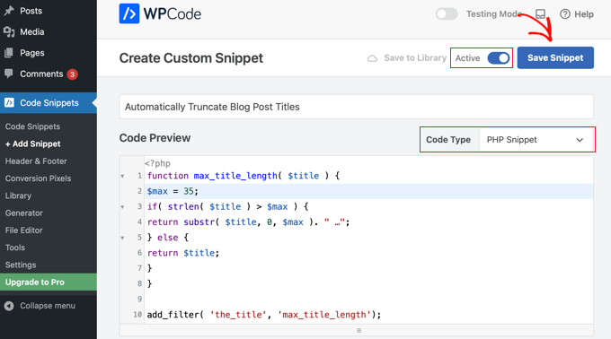 Truncating Headlines Using WPCode