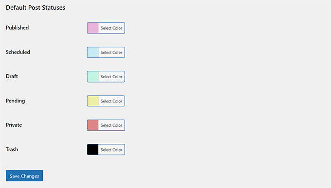 Choose colors for post statuses