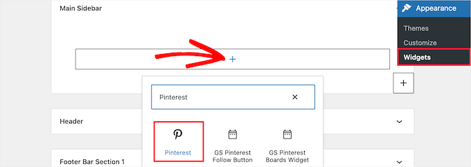 Add Pinterest block