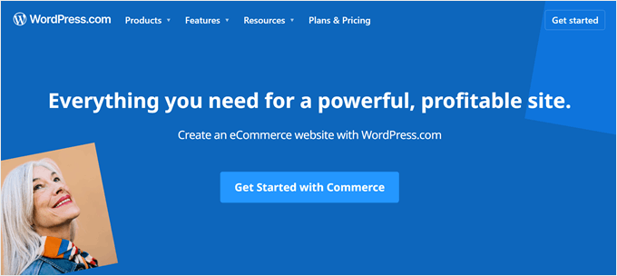 WordPress.com's Commerce landing page