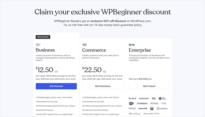 Applying WPBeginner discount code for WordPress.com plans