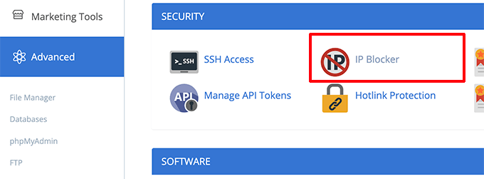 主机控制面板中的 IP 拦截器应用程序