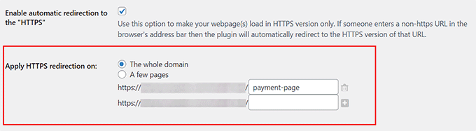 Apply SSL to specific pages