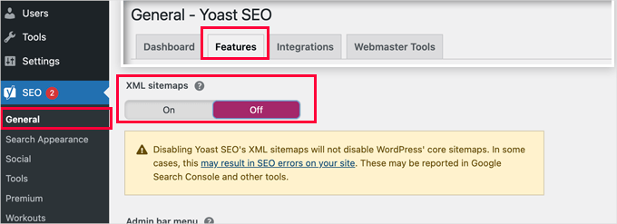 Disabling XML sitemaps in Yoast SEO