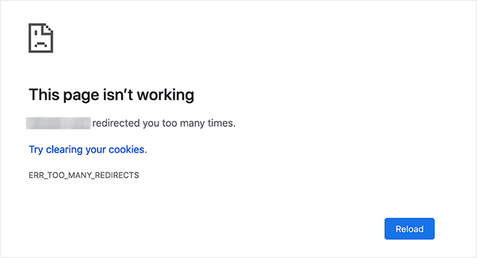 Too many redirects error message