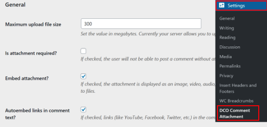 The DCO Comment Attachment WordPress plugin