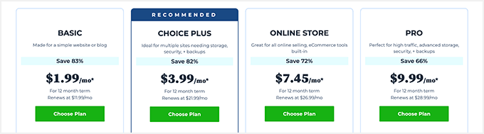 Bluehost pricing plans