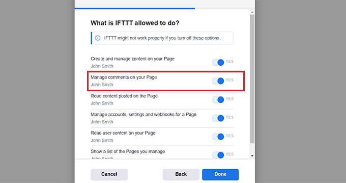 选择 IFTTT 有权采取的操作