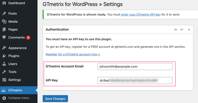 GTmetrix for WordPress Plugin —