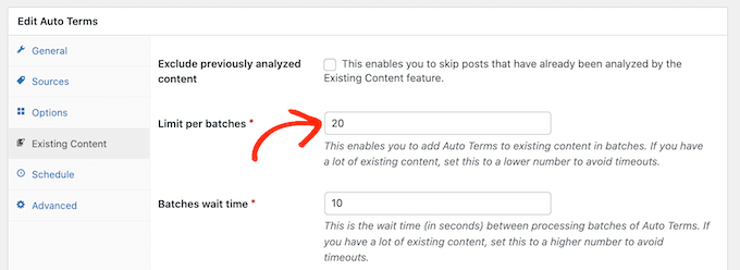 Changing TaxoPress' batch settings