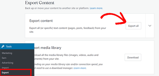 Export all content from WordPress.com