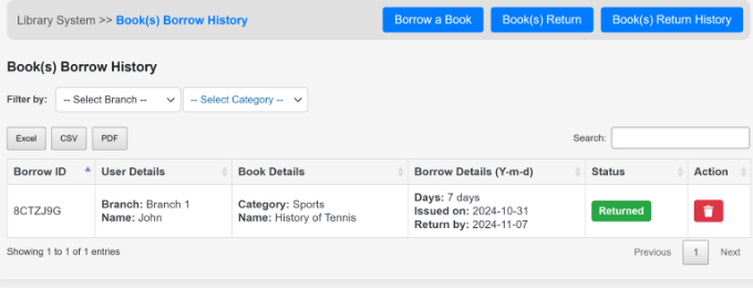 View book transaction details