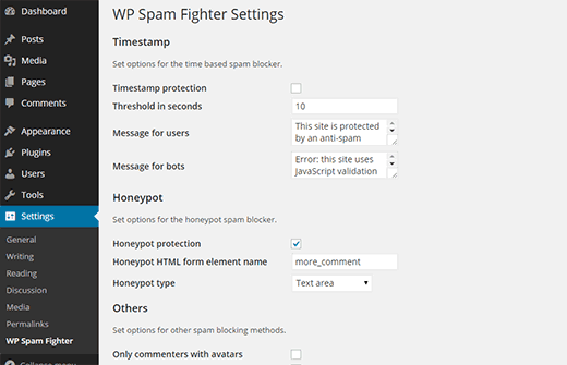 better anti spam bot dashboard