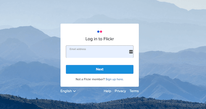 Flickr 网站登录页面