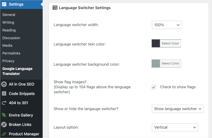 Customizing switcher's design