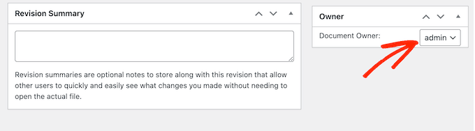 在 WordPress 管理区域中更改文档所有者