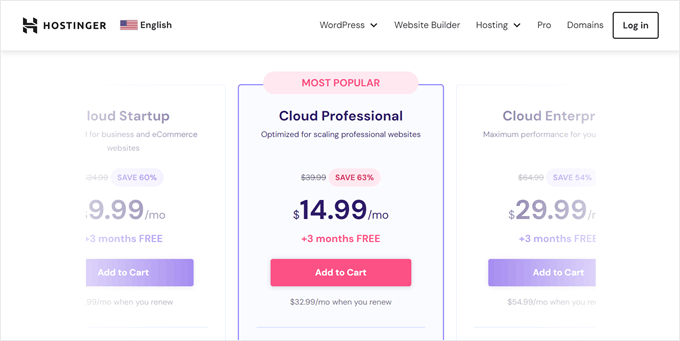 Hostinger's cloud hosting plans