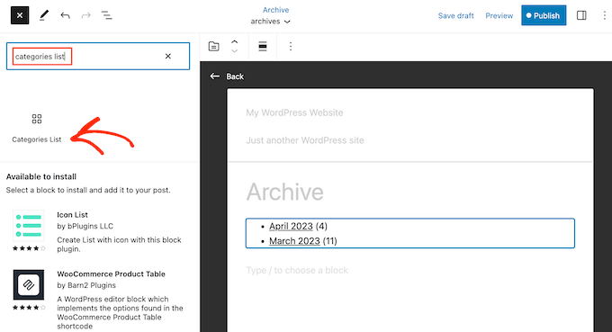 Adding a Categories List to a custom archives page