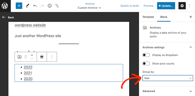 Grouping archived posts by date