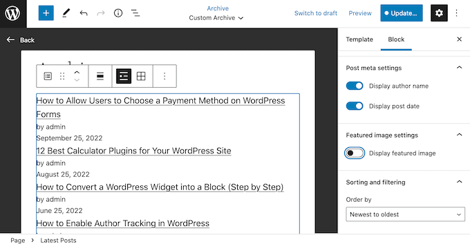 Showing your most recent posts on the archive page