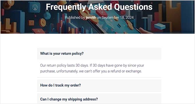 jQuery FAQ Accordion preview