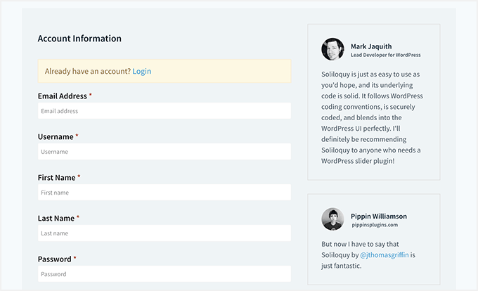 Soliloquy account setup