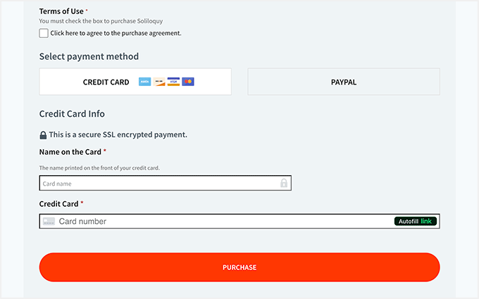 Soliloquy payment method and purchase option