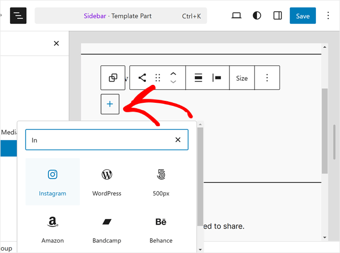 Inserting social media icons one by one to the Social Icons block in FSE