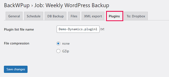 Plugin list backup