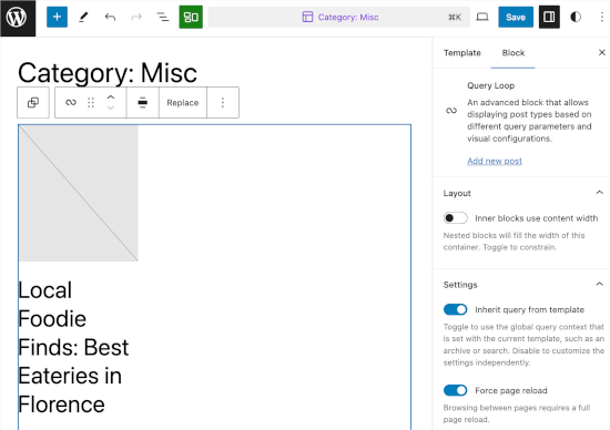 Editing category template in FSE