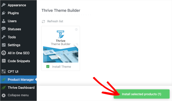 Installing Thrive Theme Builder