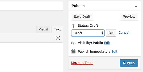 wordpress change post status to draft