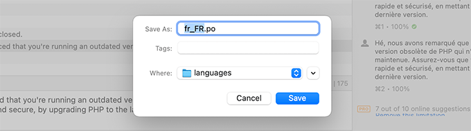 Rename and save your PO file
