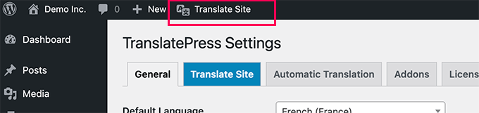 Translate site