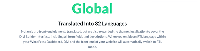 Divi promoting translation readiness feature