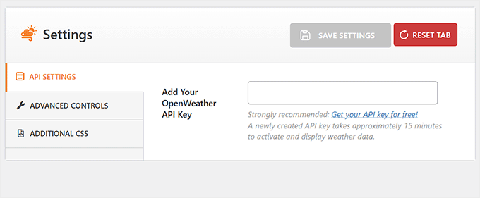 Add the OpenWeather API key