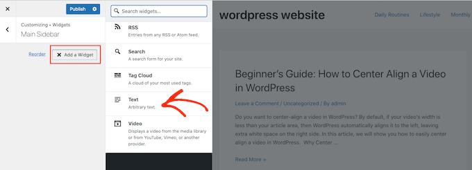 将自定义文本小部件添加到 WordPress 博客
