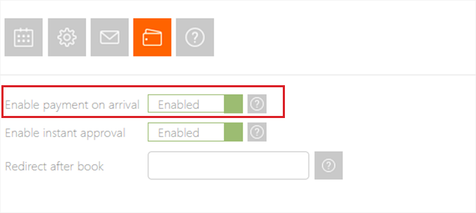 Enable payment on arrival if you're willing to accept cash on customer arrival