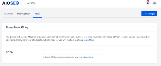 Enter Google maps API key