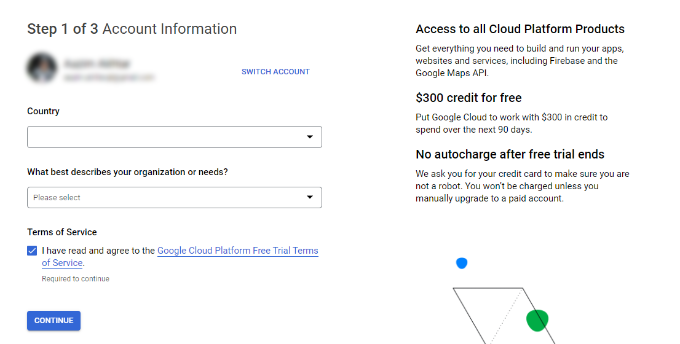 Enter personal details for billing account