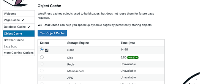 کش اشیاء در W3 Total Cache