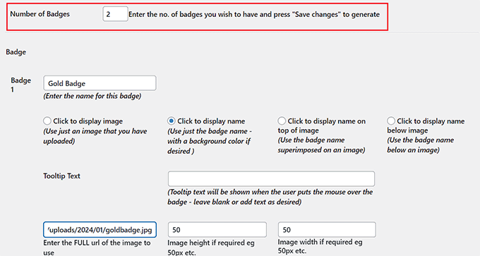 Configure badge settings