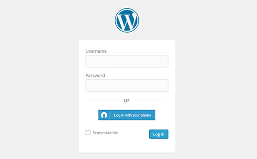 使用谱号按钮登录 WordPress 登录屏幕