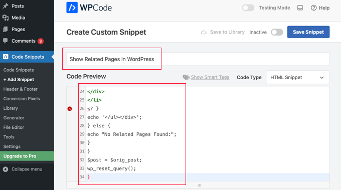 Showing Related Pages Using WPCode