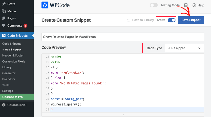 Showing Related Pages Using WPCode