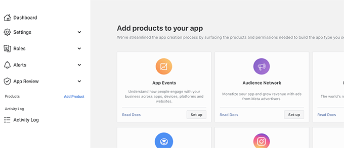 App dashboard