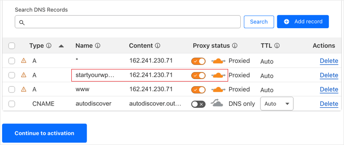 Verify DNS Records to Set up Cloudflare