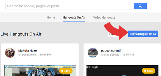 How to start a Google+ Hangout on