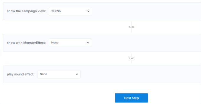 Setup additional display rule settings